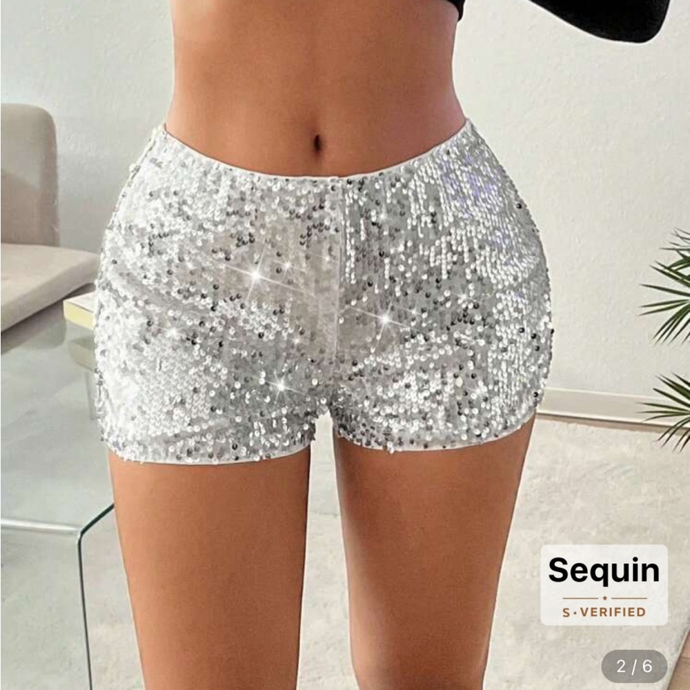 Silver Sequin Shorts